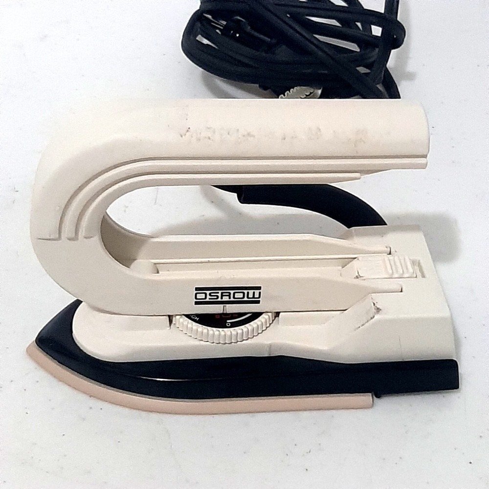 Vtg 80s Osrow Tourist Mini Iron Style SD-02T-G Portable Dual Voltage White‎